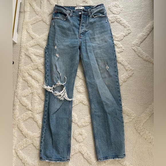 Abercrombie The Dad High Rise Distressed Jeans - Picture 1 of 4
